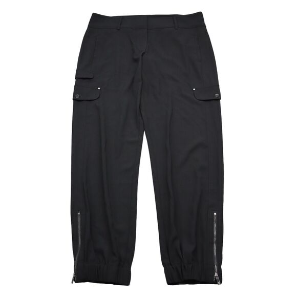 Cache Pants Womens 8 Black Ankle Zip Cargo Pocket Hook Eye Stretch Mid Rise - Picture 1 of 16
